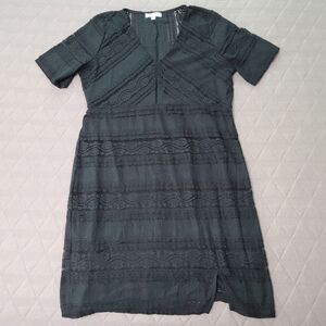 Bella Ella Boutique Dress Womens XL Black Floral Embroidered Fit & Flare Short